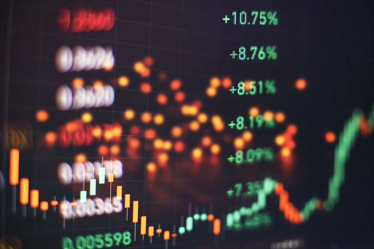Economic graph with diagrams on the stock market, for business and financial concepts and reports.