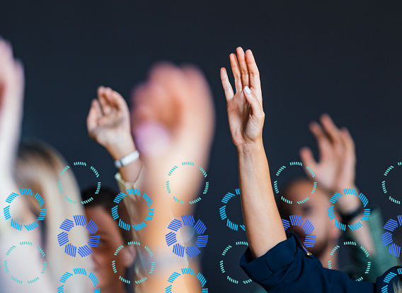 A group of hands in the air